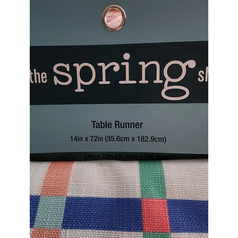 Spring Shop Multicolored 14X72 Scallop Edge Easter Plaid Table Runner